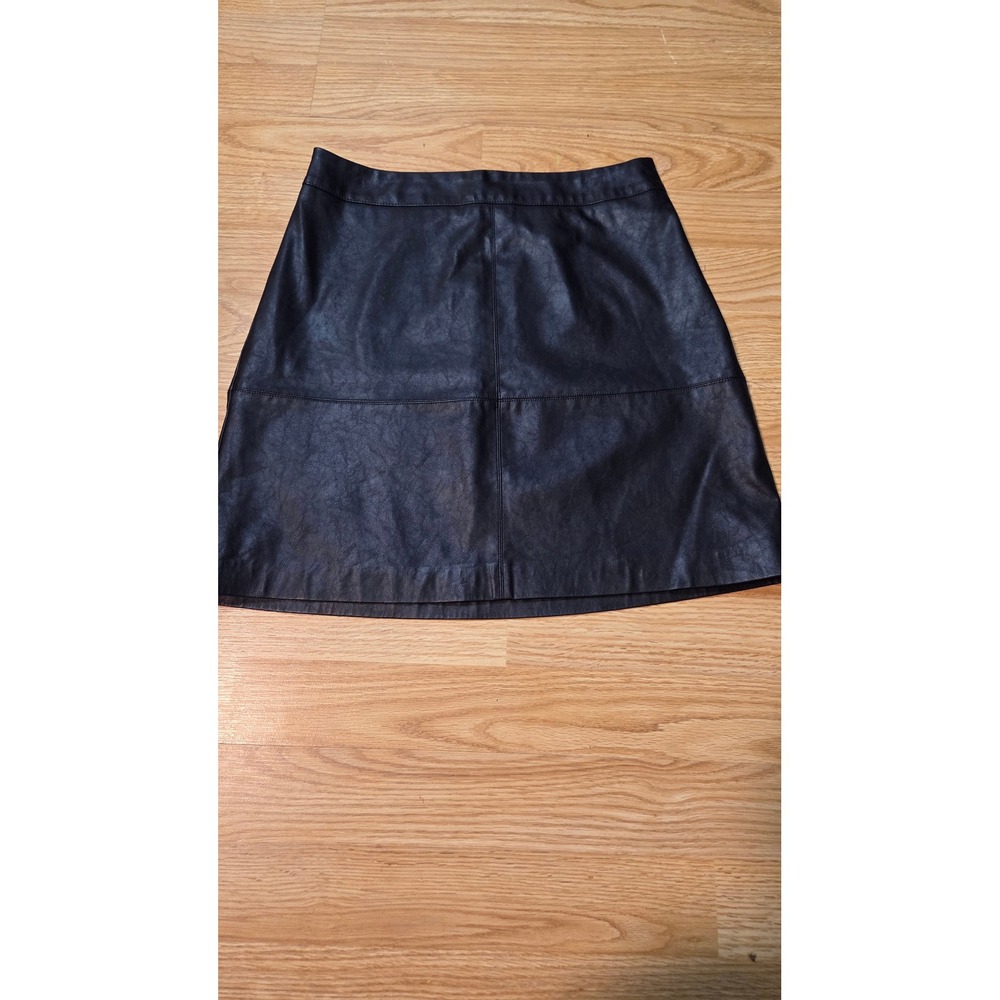 Forever New Black Faux Leather A-Line Mini Skirt Size 4 US 8 AUS Seam Detail